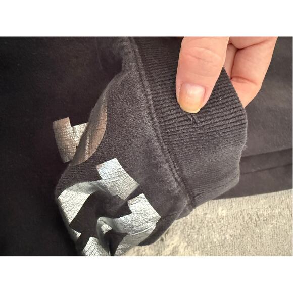 Y2K 2000s VS Pink Low Rise Black Cropped Sweatpants Joggers Butt Logo Studded S - Picture 12 of 12